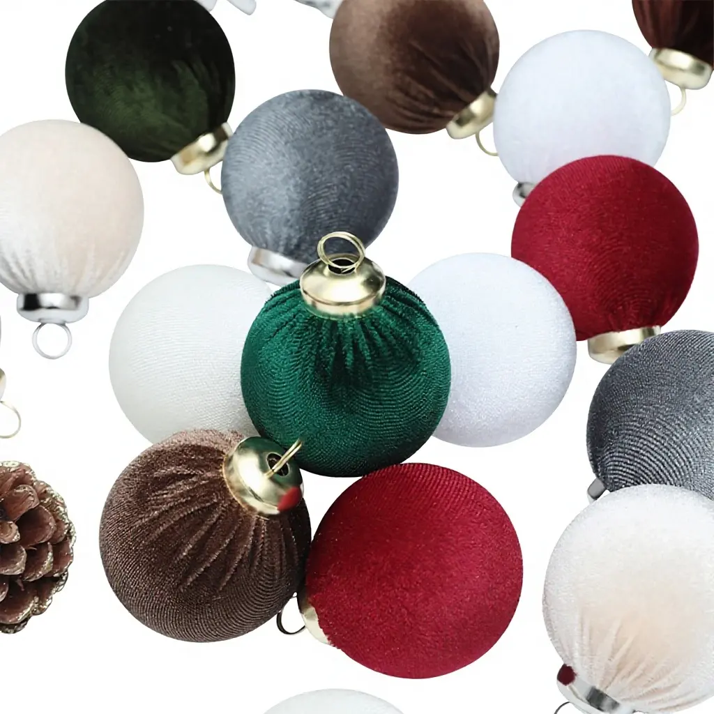 Classic Velvet Cloth Christmas Balls 8cm 12-Piece Set Customizable Colors-Semi-manual Semi-mechanical Technique Tree Pendant