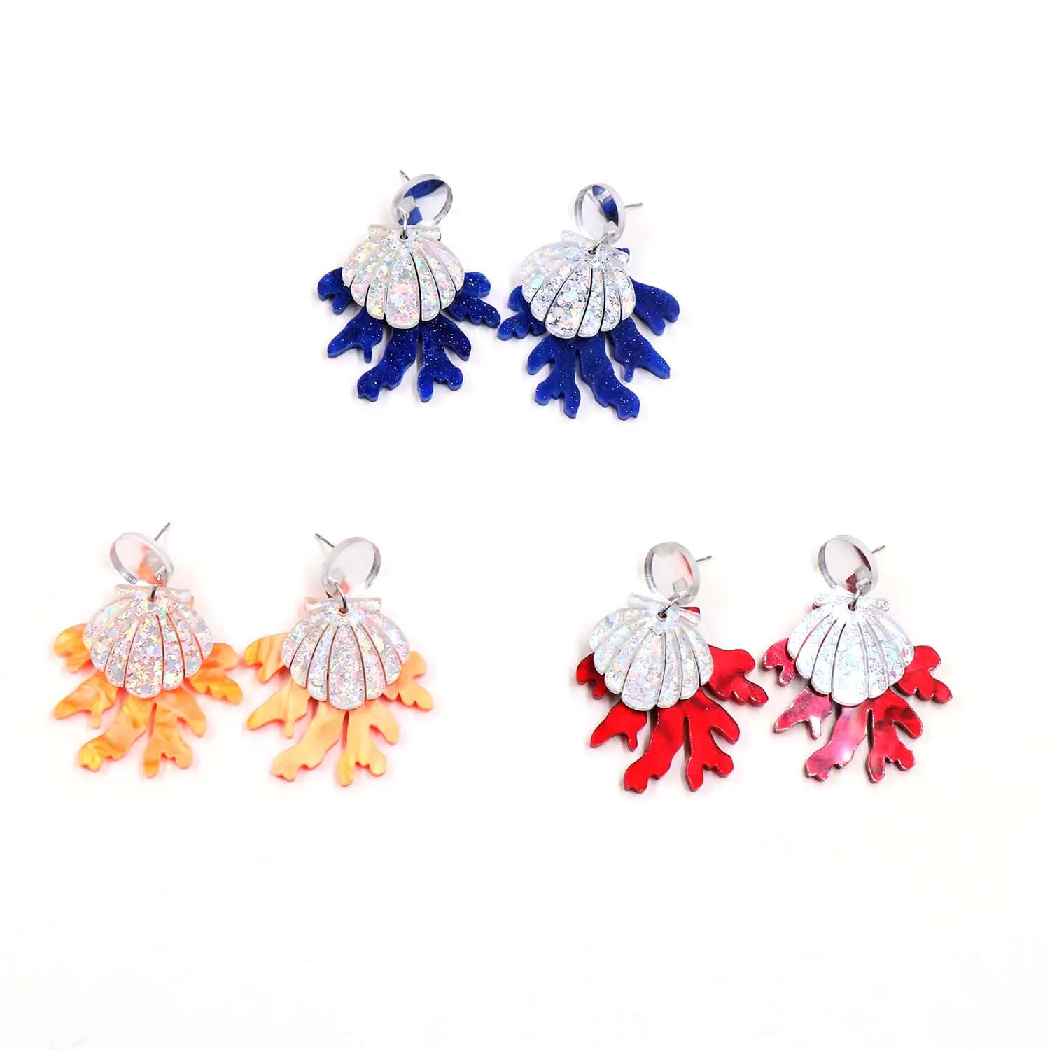 Colorful Fashion Drop Earrings Seashore-Themed Accessory with Lovely Island Scenes Seascape Motif