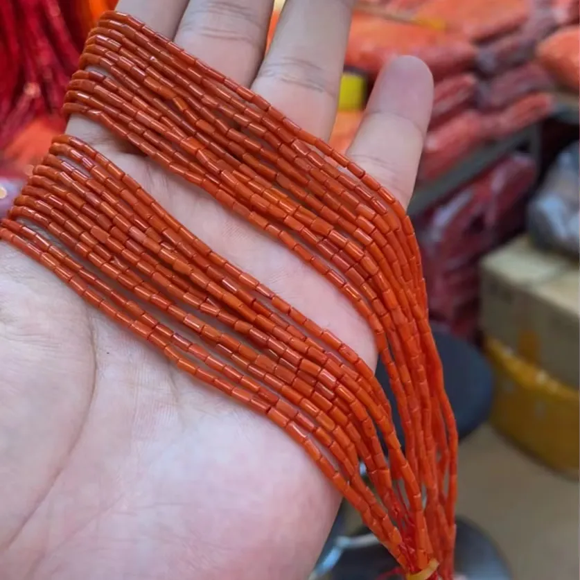 Column Natural Coral Beads for Jewelry Making in Bulk DIY Red 2x4mm Length Approx 38cm 1829181Reorder rate 16%