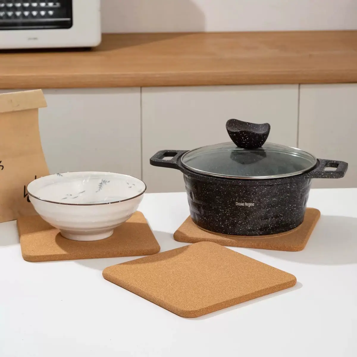 Cork Square Dinner Pot Mat Non-slip Household Pot Mat Insulating Plate Mat Eco-friendly Restaurant Utensils Xinhui Brand Guizhou