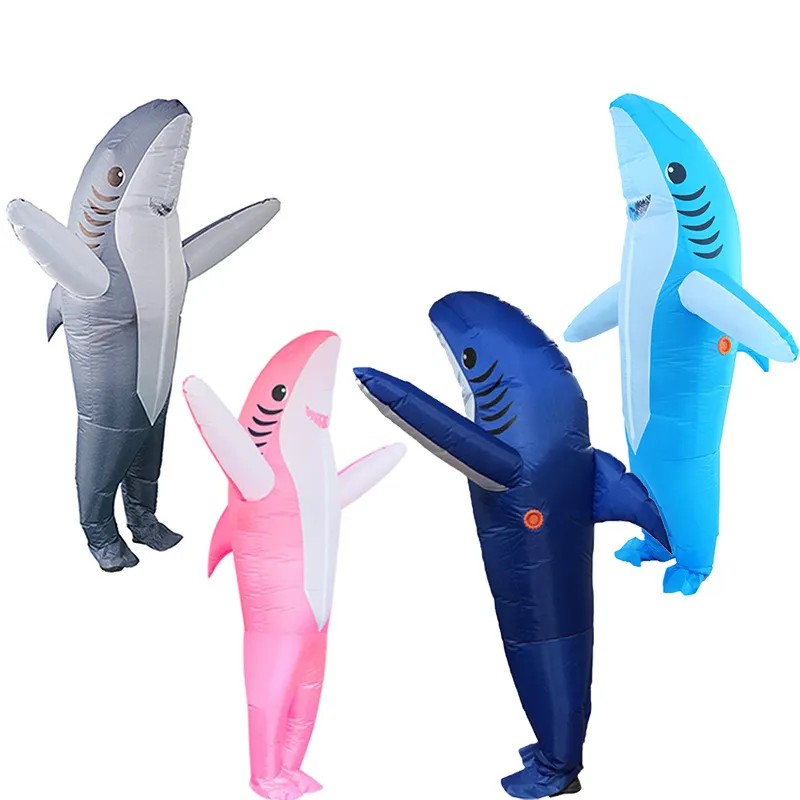 Cosplay Party Animal Mascot Costume Fancy Dress Funny Carcharias Suit Air Blow up Jaws Jumpsuit Inflatable Shark CostumeReorder rate 20%