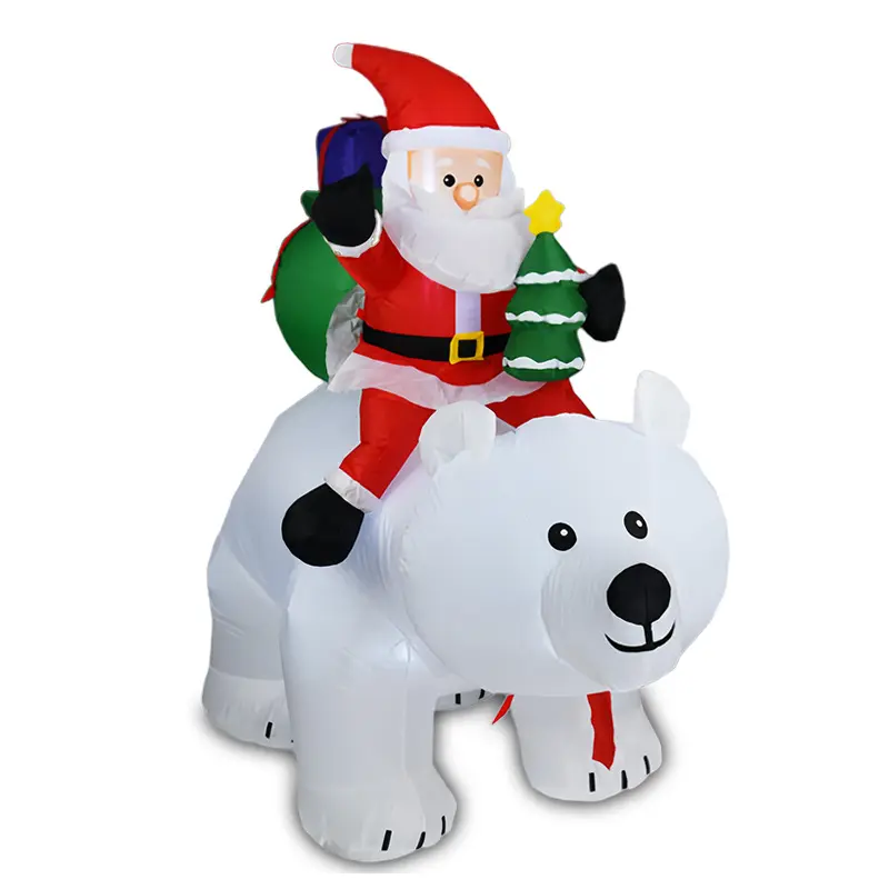 Cross Border Christmas Inflatable Santa Claus Ride Polar Bear LED Luminous Polyester Material Made China Air Model Patio TreeReorder rate 37%