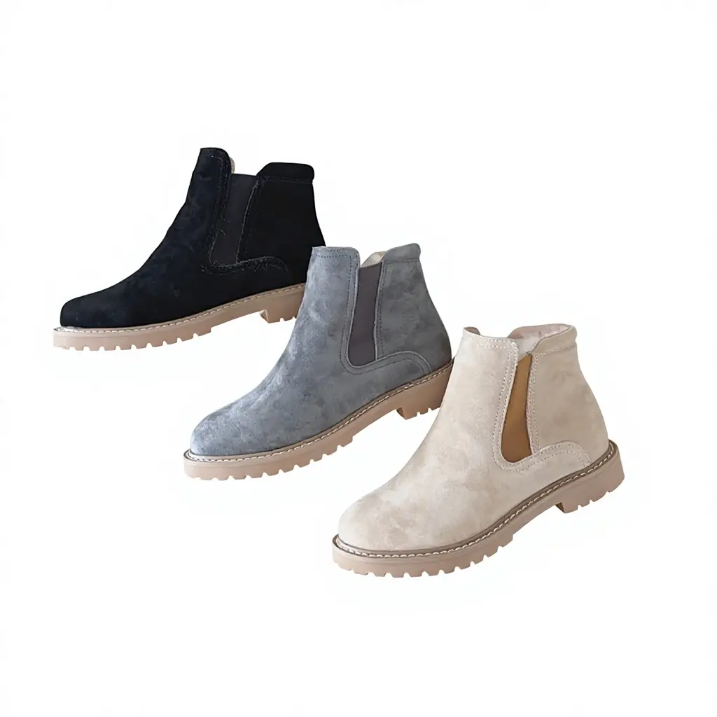 Cross-border Pigskin Mid-top Chelsea Boots Men's Women's Winter 2024 Autumn New Korean-style Casual Snow Boots Waterproof