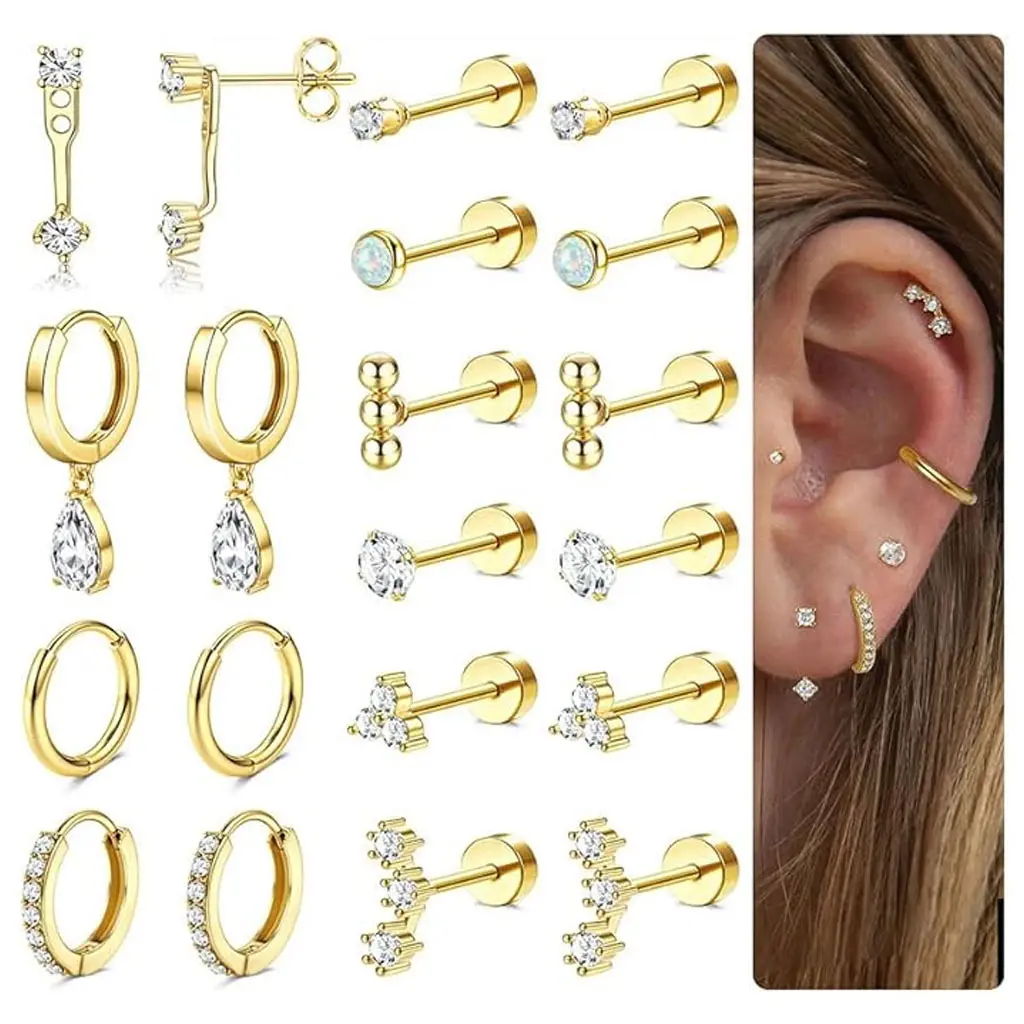 Custom 12 Piece Set Dubai Jewelry Colorfast Simple Fashion Stud Waterproof 316L Stainless Steel Earrings for Women Men CouplePKR 6,298 off shippingDelivery by 18 DecReorder rate 15%