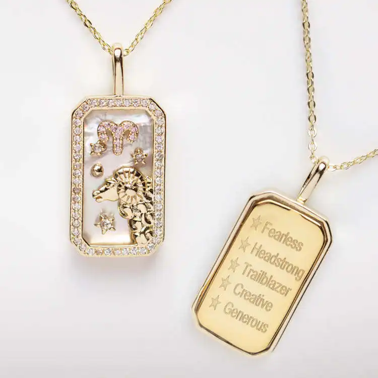 Custom Engraved 12 Zodiac Necklace Diamond Accented Zircon Pendant Unique Gold Plated Stainless Steel Beads Trendy Unique GiftPKR 6,298 off shippingDelivery by 23 Dec