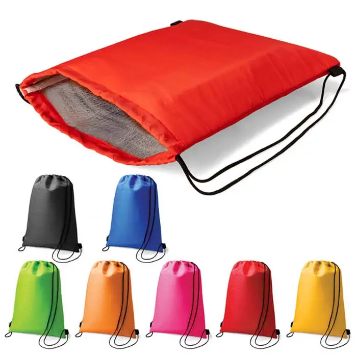 Custom Logo Printed Insulated Drawstring Cooler Bag Soft Polyester Nylon Hiking Sport Picnic Wine Lunch Tote Promotional BagsReorder rate 29%
