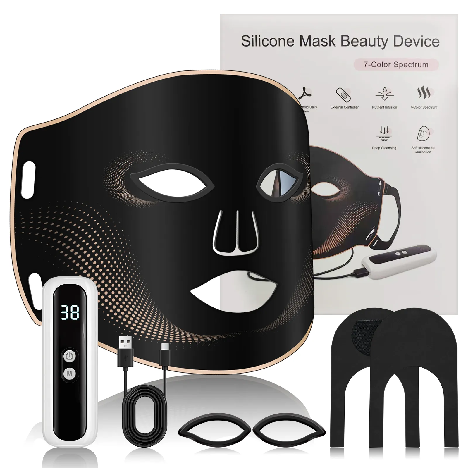Custom Logo Silicone Red Light Therapy Mask And Chest Neck Set Infrared Led Facial Masks For Woman's Face Masque Led Visage