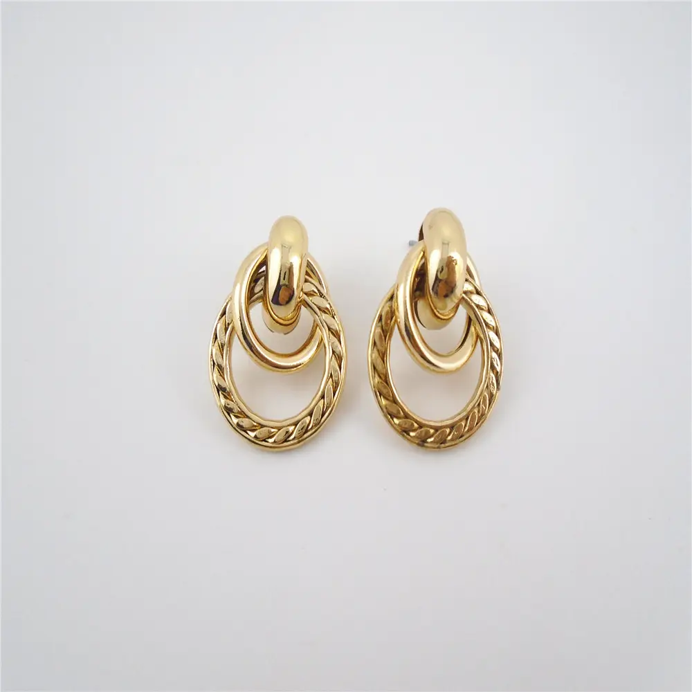 Custom Made Women's Fashion Jewelry Earrings Accessories Zinc Alloy Gold Plated Drop Geometric Trendy