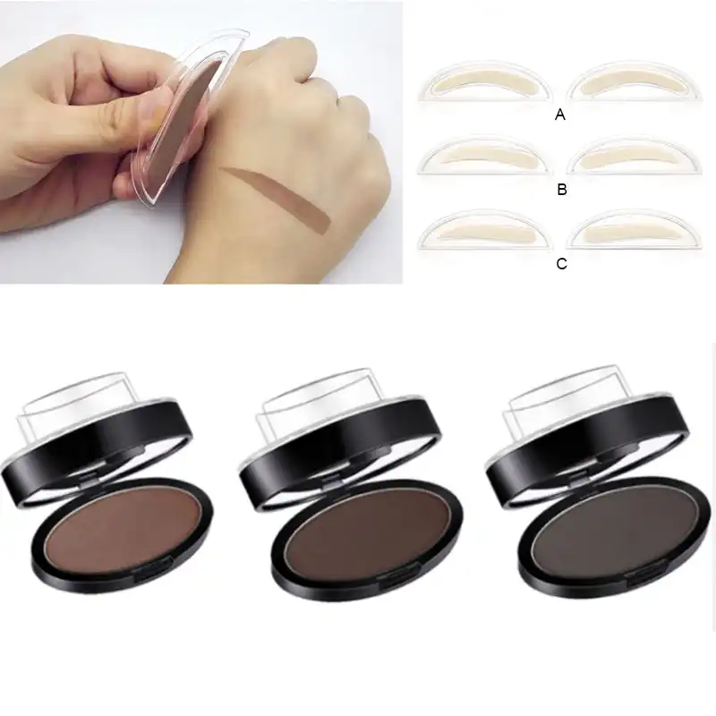 Custom Your Logo New Design Long Wear Dark Brown Black Eyebrow Stencils Stamp and Shaping Kit for Perfect BrowReorder rate 22%