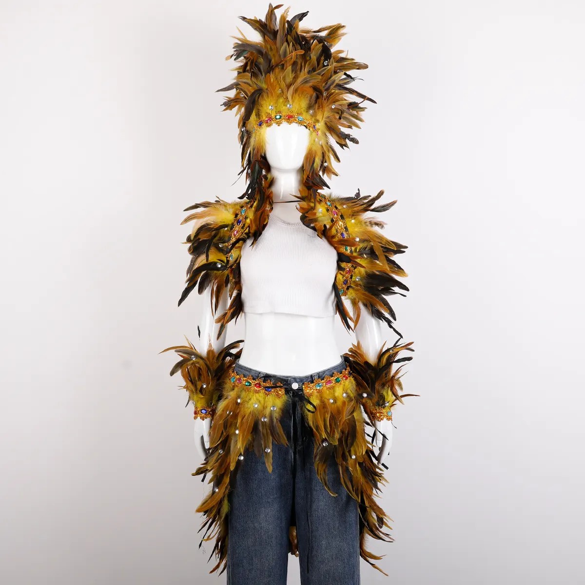 Customizable color feather costume set for carnival costumes Halloween parties stage performancesReorder rate 30%