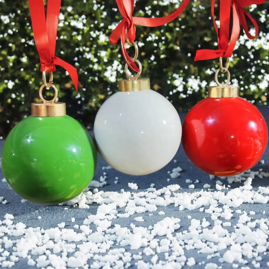 Customized Logo Christmas Tree Ceramic Balls High Quality Sublimation and Decal Techniques D60 D80 D95mm Ceramic Christmas Ball