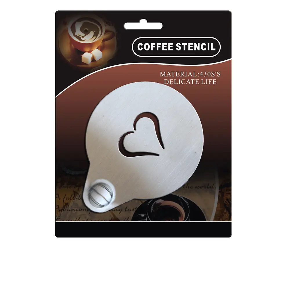 Customized Stainless Steel Coffee Templates for Cappuccino Eco-Friendly Self-Decorating Coffee Stencil AccessoriesReorder rate 25%