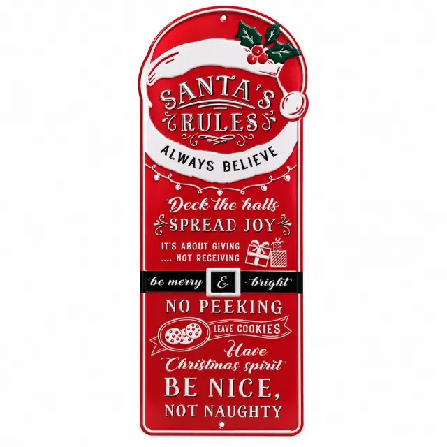 Decorative Plates Aluminum Christmas Metal Signs Carved UV Printing Holiday Wall Decor Personalized Santa Xmas Plaque