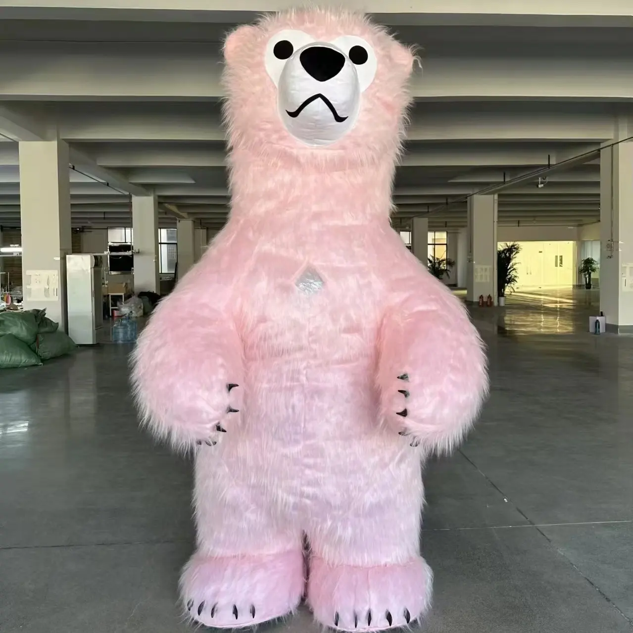 Efun MOQ 1 PCS Professional Custom Inflatable Pink Polar Bear Mascot Costume Cartoon Fur Plush Bear Mascot Costume for SaleReorder rate 29%