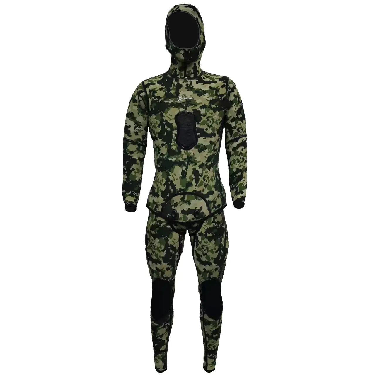 Factory Supply 3mm Neoprene Spearfishing Wetsuit Smooth Thin Fullbody Hooded Diving Suit Waterproof Camo for Girls Front Logo
