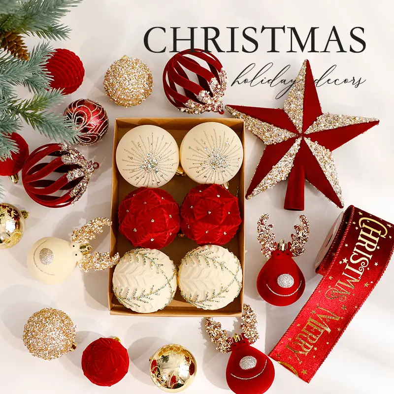 Flocked Christmas Balls Ornaments | Home Tree Decor, Window Scene Display, Holiday DecorationReorder rate 25%