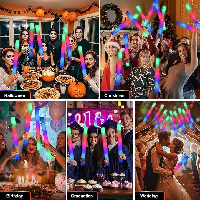 Foam Glow Sticks Special Promotion Ultra Bright Red/Blue/Green LED 48cm Hand-shaped Reusable Durable Glow Baton Business OpeningPKR 6,298 off shippingDelivery by 09 Dec