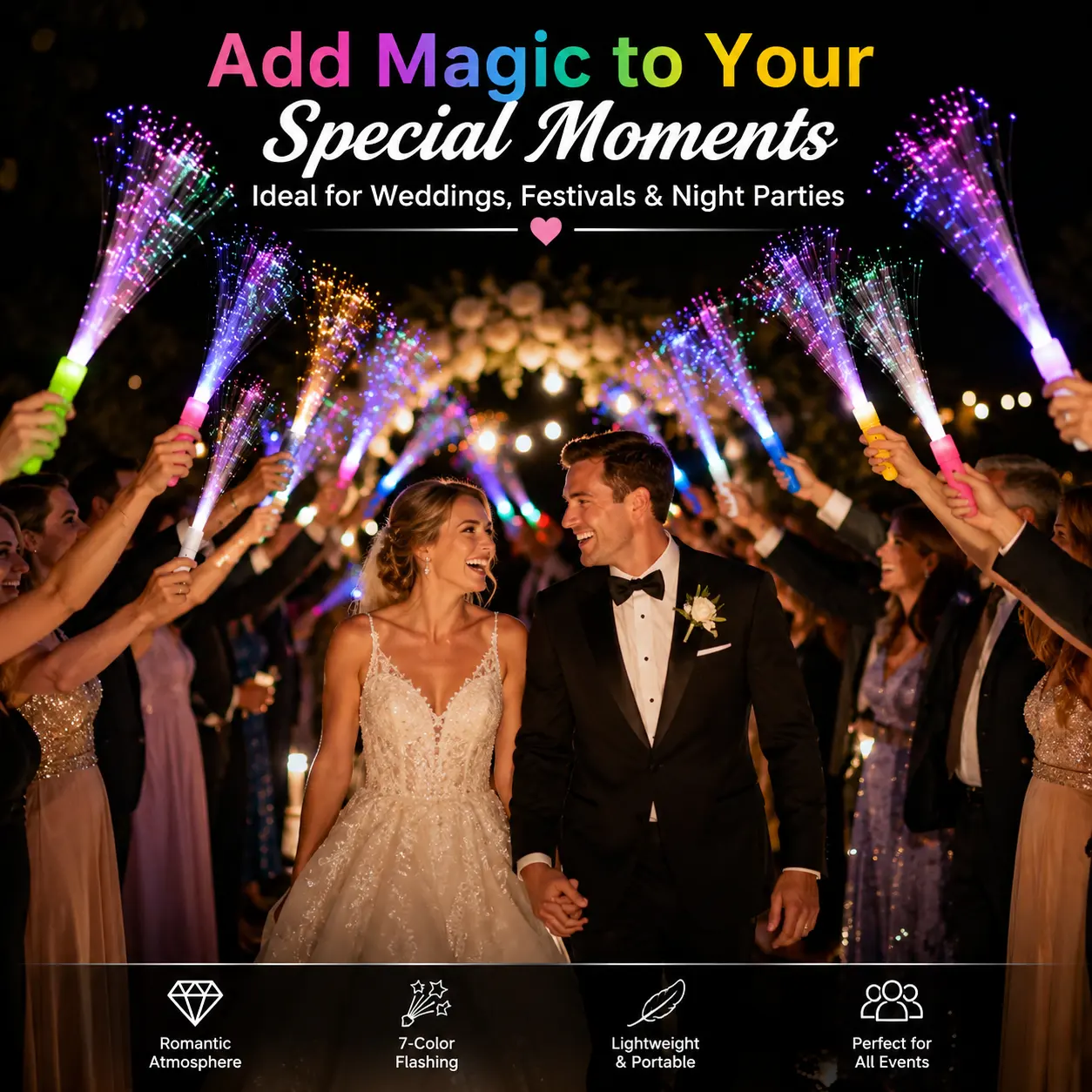 Glow Fiber Stick Low Price Selling Rainbow Effect Multi Color Gradients Concert Cheer Prop Glowing Wand