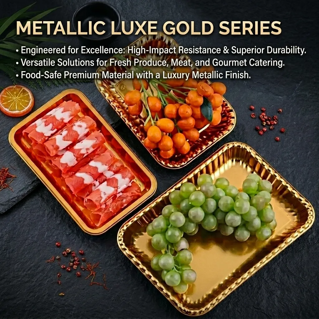 Golden Disposable Thickened Fruit Fresh Display Tray for Fruit Vegetable Meat China Factory Direct Supply Blister PackagingReorder rate 66%
