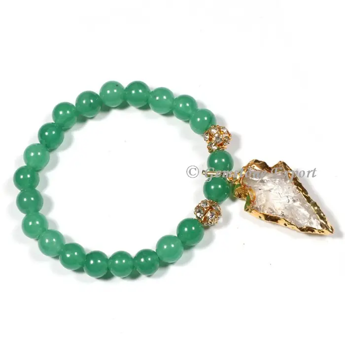 Green Jade Gemstone Bracelets With Arrowhead Bangles Wedding WOMEN'S Crystal Agate MEN'S Rhinestone Party Gift Engagement