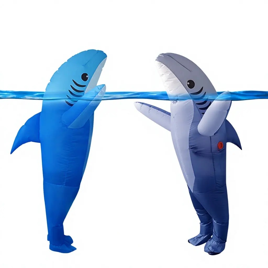 Halloween Performance Funny Cartoon Animal Mascot Inflatable Shark Costume Party Show Attire China ODM FZ1758Reorder rate 18%
