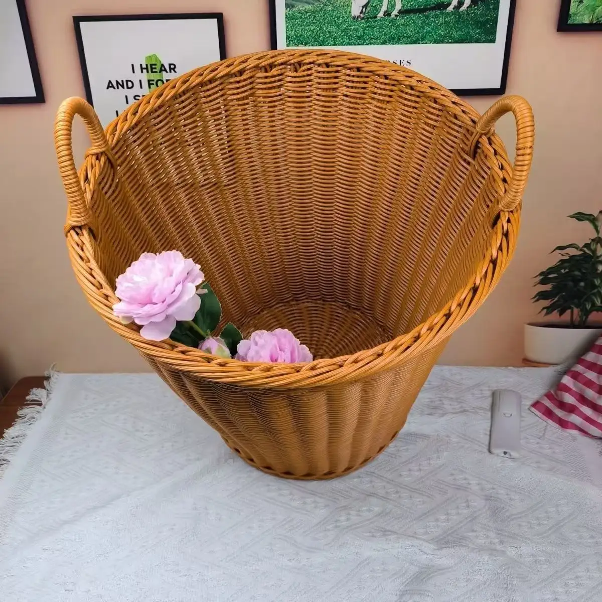 Handwoven Eco-Friendly PP Rattan Laundry Basket, Bedroom Dirty Clothes Hamper, Hotel Towel Storage Basket WholesalePKR 6,298 off shippingDelivery by 16 Dec