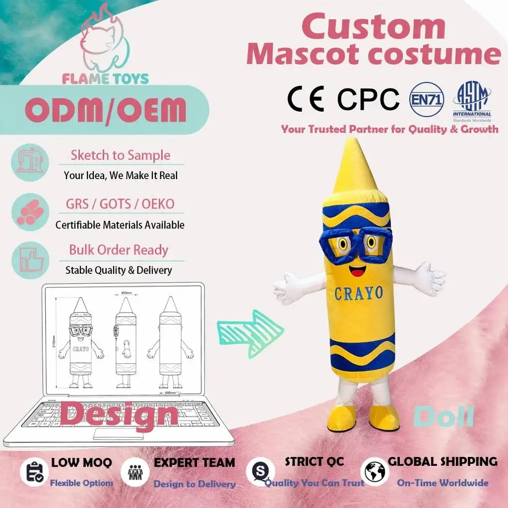 High Productivity Custom Pencil Parade Character Full Costume for Parade Carnival Over a Decade MfgReorder rate 20%