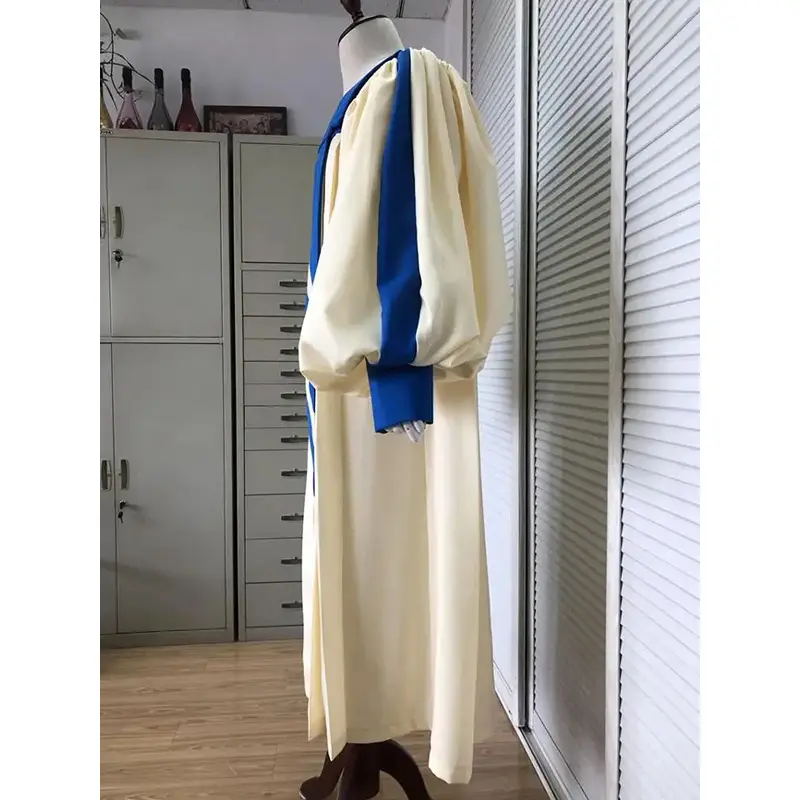 High Quality Wholesale Clergy Robes for Choir Gown Prayer Robe With Stole Gold Embroidery White Blue Design Embroidered Robe
