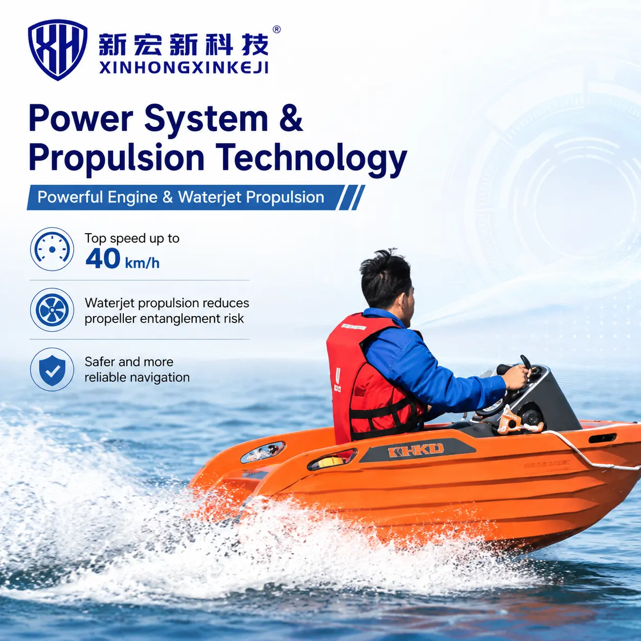 High Speed Rescue Patrol Boat Electric Water Jet Propulsion 10KW Motor 100kg Load 30-40km/h 3-Person River Lake Flood EmergencyReorder rate 33%