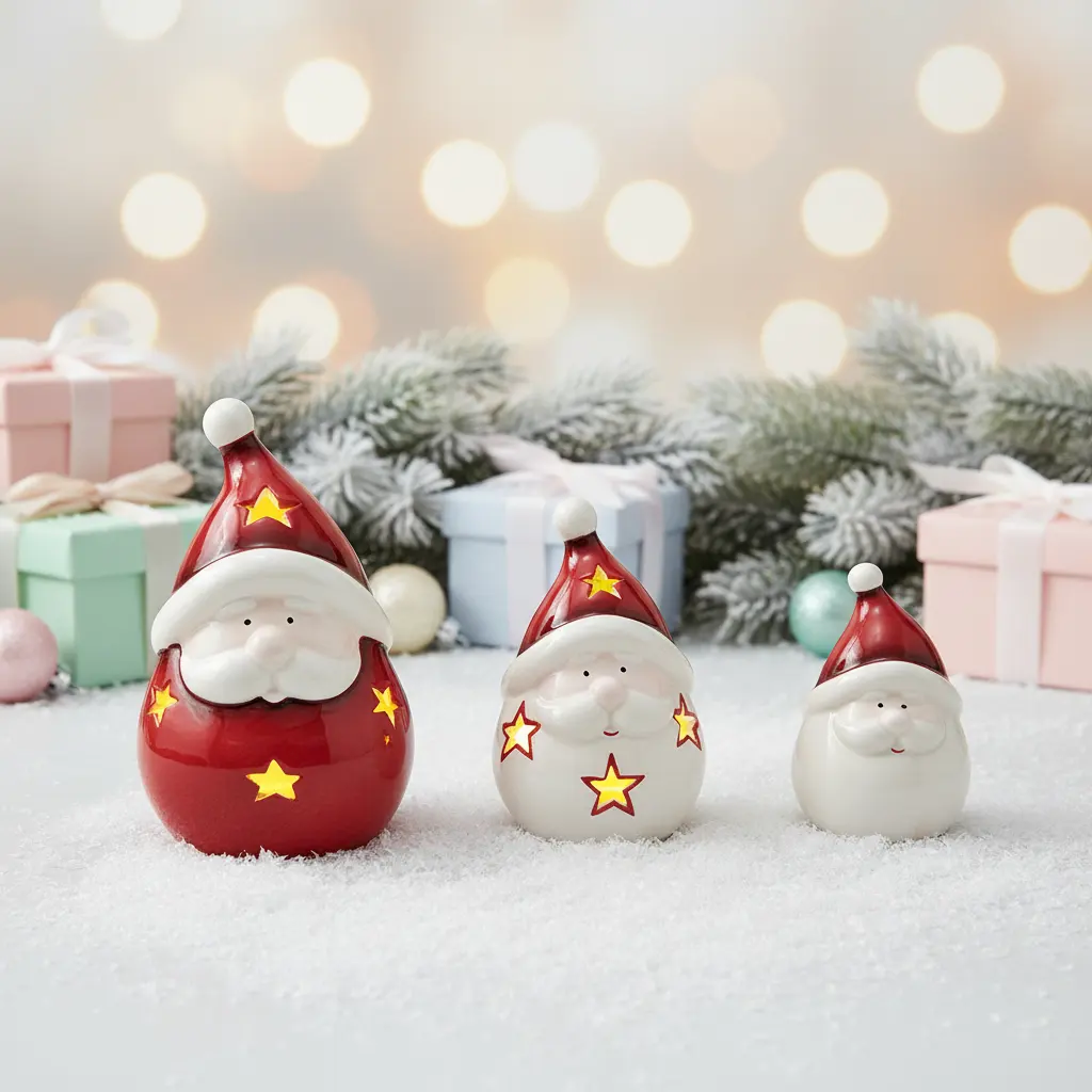 Hot selling Ceramic Christmas figurine porcelain desktop figurine handmade Christmas tree ornaments for home decoration