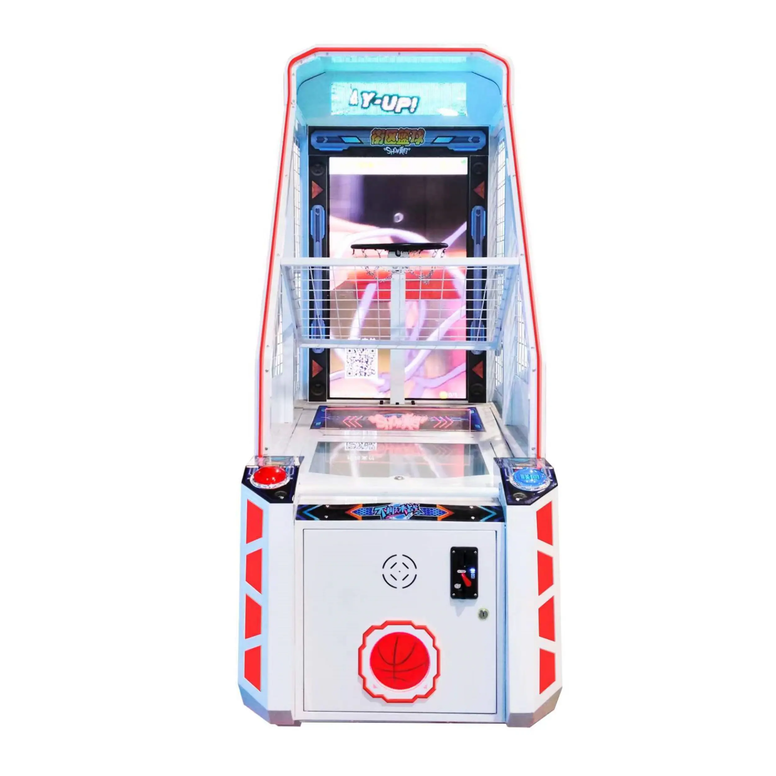 Indoor Arcade Basketball Game Machine 1-Year Warranty Metal and Plastic Construction for Amusement Centers