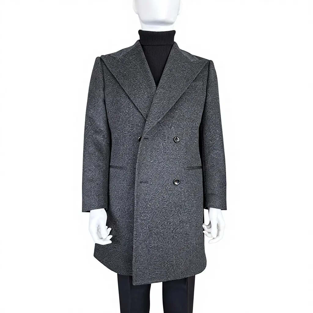 Italian Autumn/Winter Balmarken Warm Wool Overcoat British Double-breasted Slim-fit Long Men's Thickened