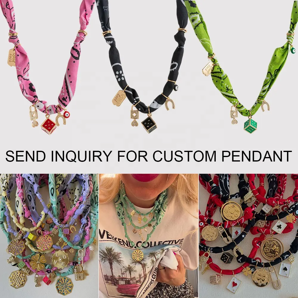 JS Trendy Luxury Scarf Necklace With Charms Custom Jewelry Pendant Bag Decor Keychain Accessories Bandana Choker For Women GiftsPKR 6,298 off shippingDelivery by 23 DecReorder rate 22%
