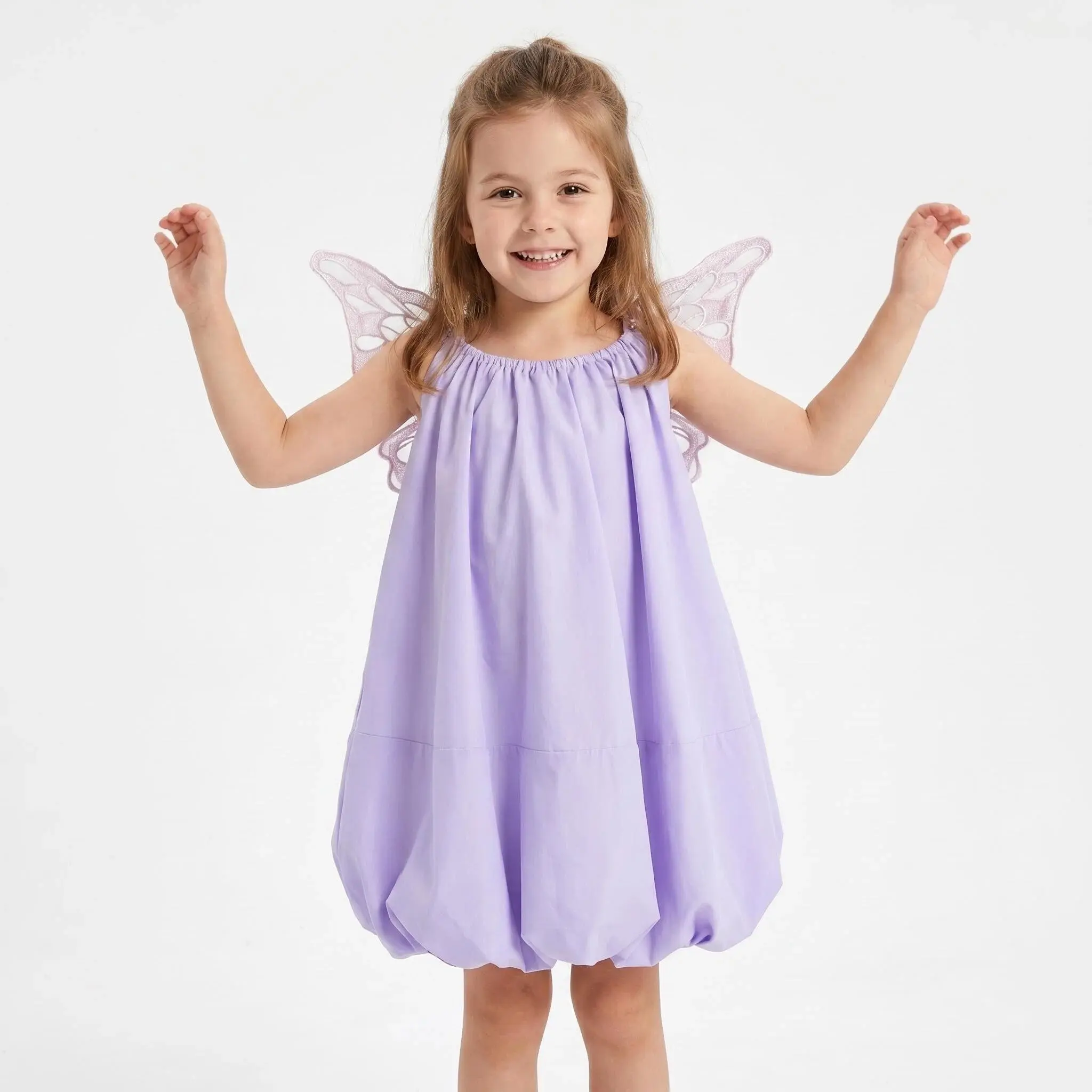 Kids Party Dress Girls Butterfly Wings Fairy Princess Lavender Costume Toddler Bubble Hem Designer Clothing Sleeveless CottonReorder rate 48%