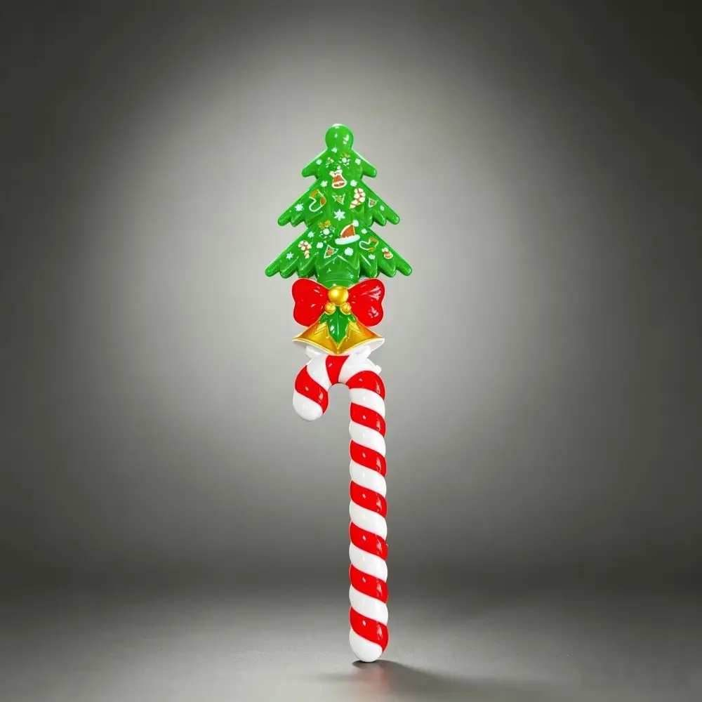 LED Spinning Christmas Tree Wand,ABS Light Up Party Favor Bulk With Candy Cane Handle & Custom Box For Holiday Event WholesaleReorder rate 18%