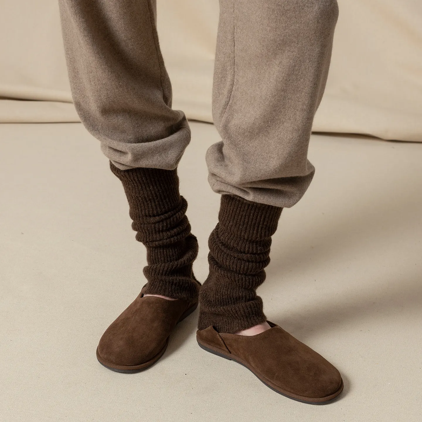Leg Warmers Women Knitwear Dye-free Alpaca Cashmere Blend Ribbed Knit Slouchy Knee High Boot Cuffs Winter Footless Socks Ladies