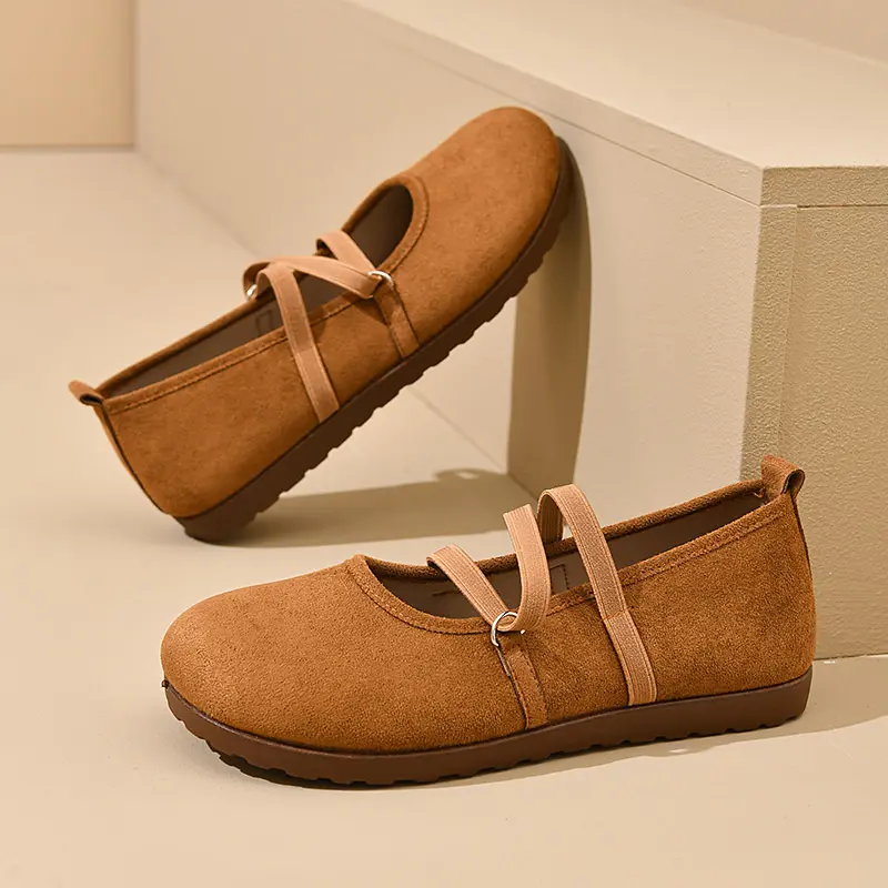 Lightweight Soft Fashion Breathable Slip-On Flat Shoes with Cotton Fabric Upper Anti-Slip Round Toe Spring Summer Autumn