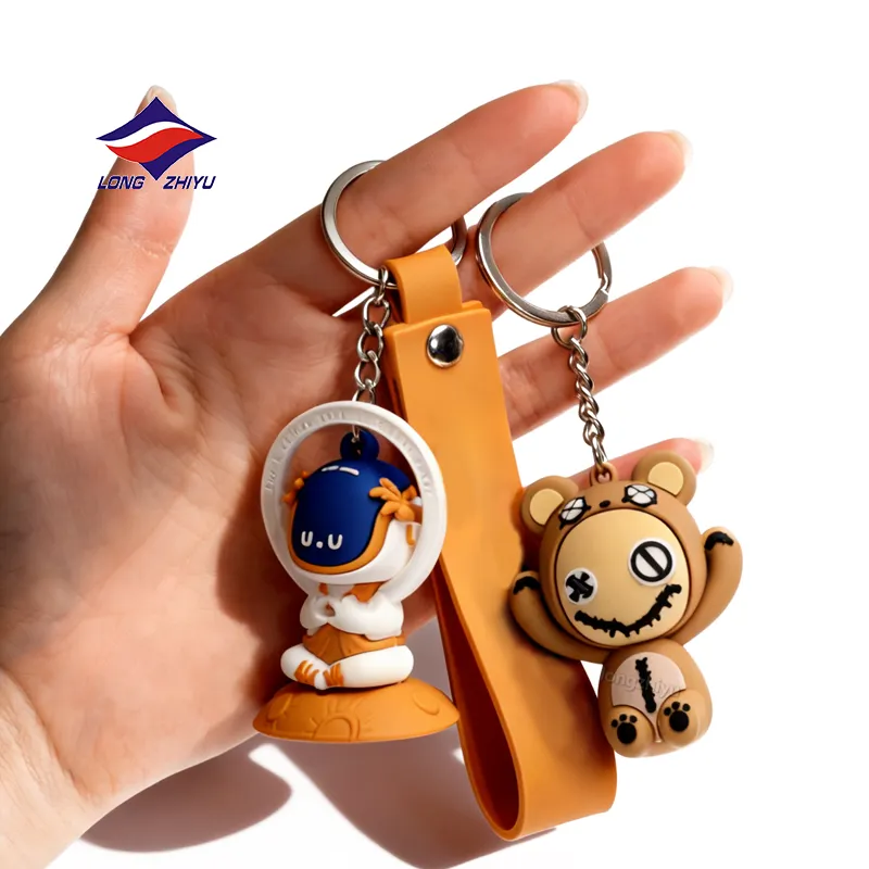 Longzhiyu 20 Years Custom Cartoon Silicone Keyrings Factory Custom Logo 3d Rubber Key Chain Anime Pvc Promotional KeychainReorder rate 46%