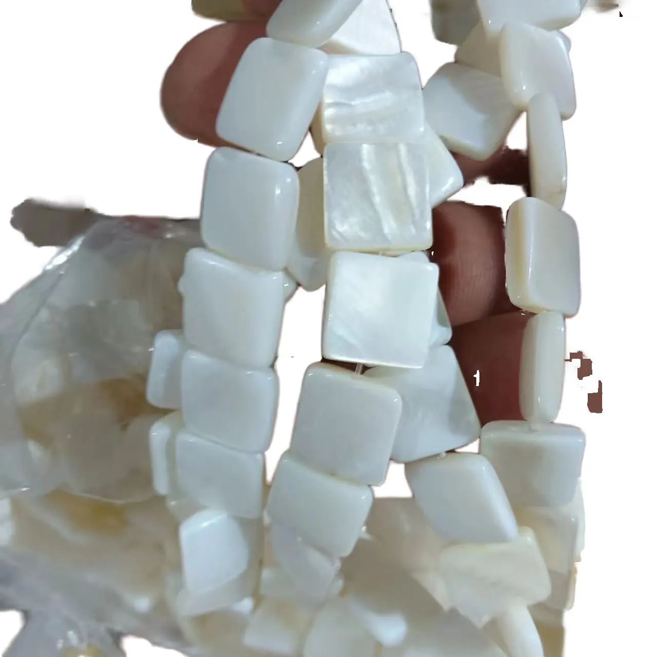 M.S. EXPORT Certified Natural White Square Shell Bone Coral Beads 38pcs Loose DIY Jewelry Making Bracelets OPP Bag Made IndiaReorder rate 25%