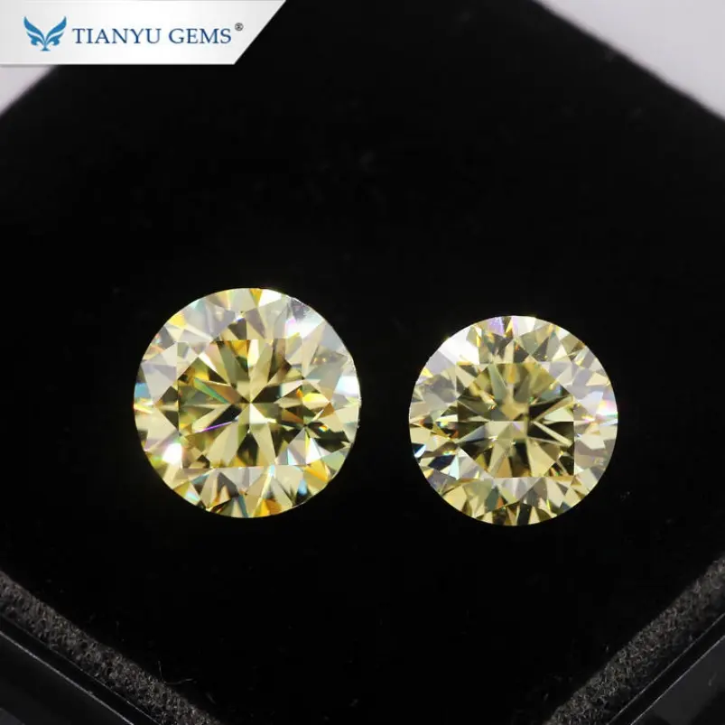 Manufacture Low Price in Light Yellow Moissanite Round Brilliant Moissanite 1carat Loose Stone for SaleReorder rate 30%