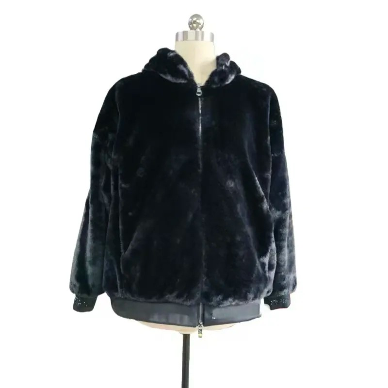 Men's Short Hooded Zip-Up Parka Overcoat with Batwing Sleeves and Diamond Decoration-Breathable & Eco-Friendly