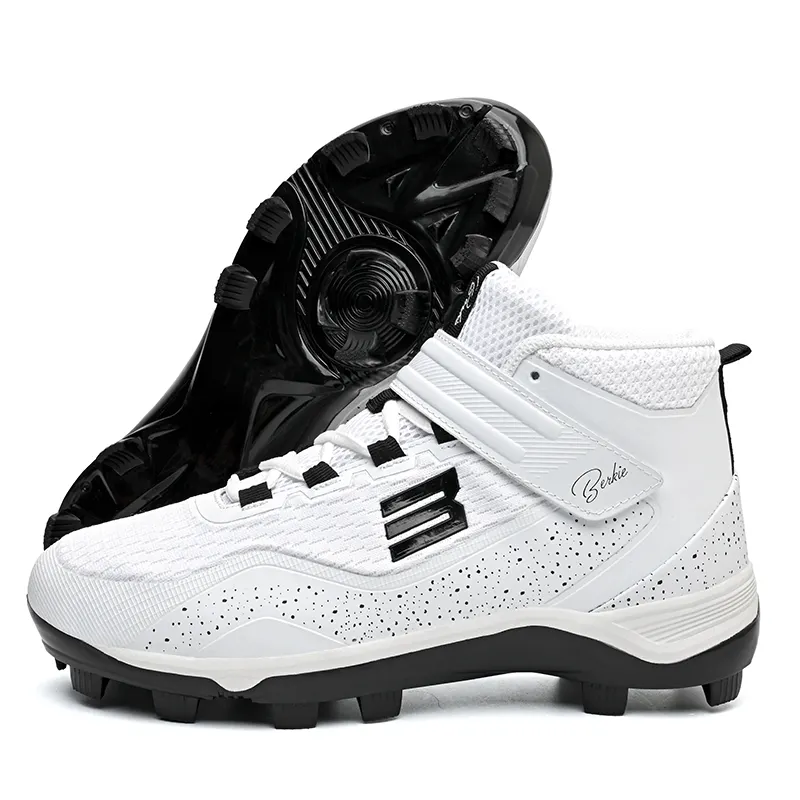 Mid Top Baseball Cleats Men Lace up 8 Steel Spike Softball Shoes Black White Wide EU Sizes EU40 to 47 OEMPKR 6,298 off shippingDelivery by 16 Dec