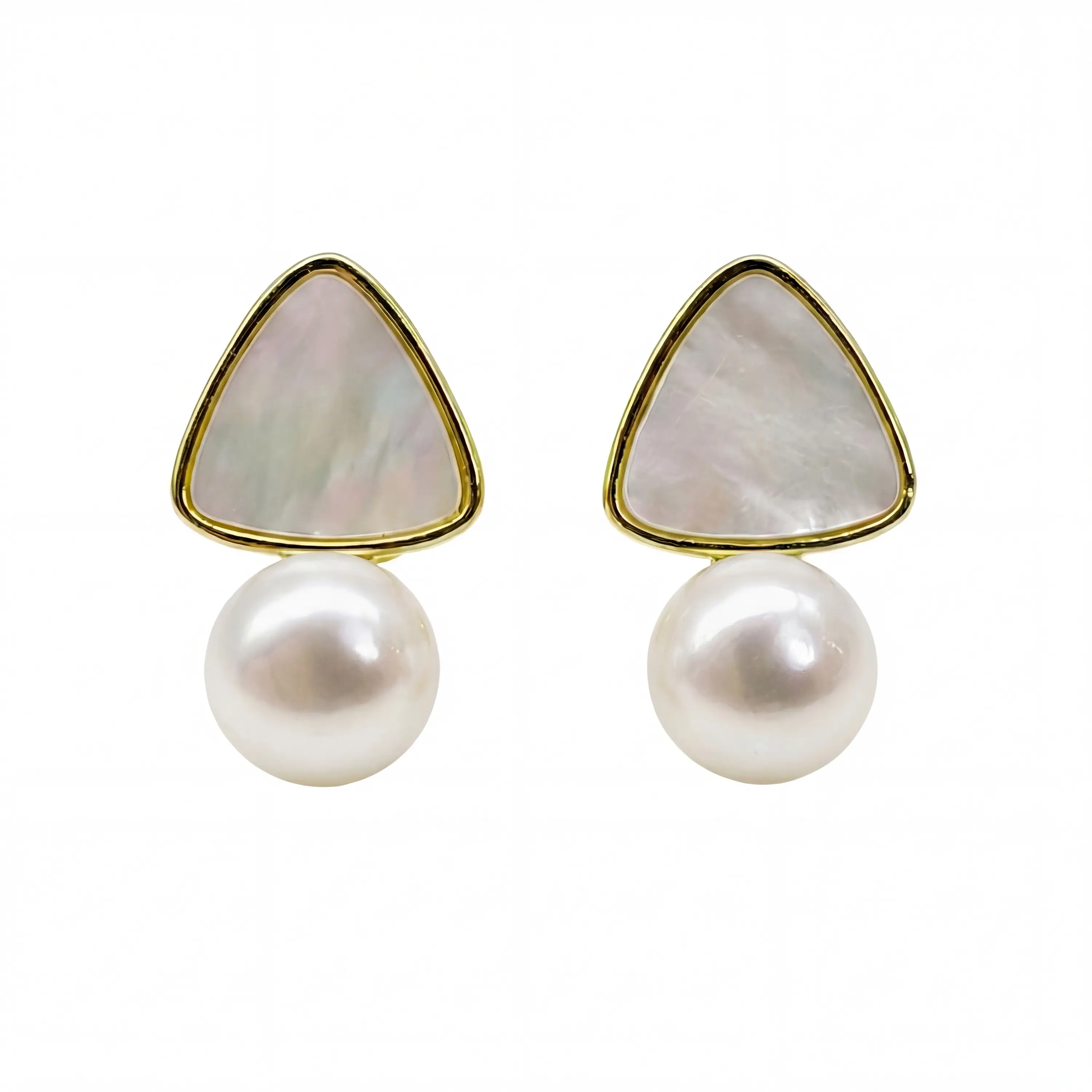 Minimalist Freshwater Pearl Stud Earrings Triangle-shaped Sea Shell Pearl Jewelry Gold-Plated Earrings AccessoryPKR 6,298 off shippingDelivery by 18 Dec