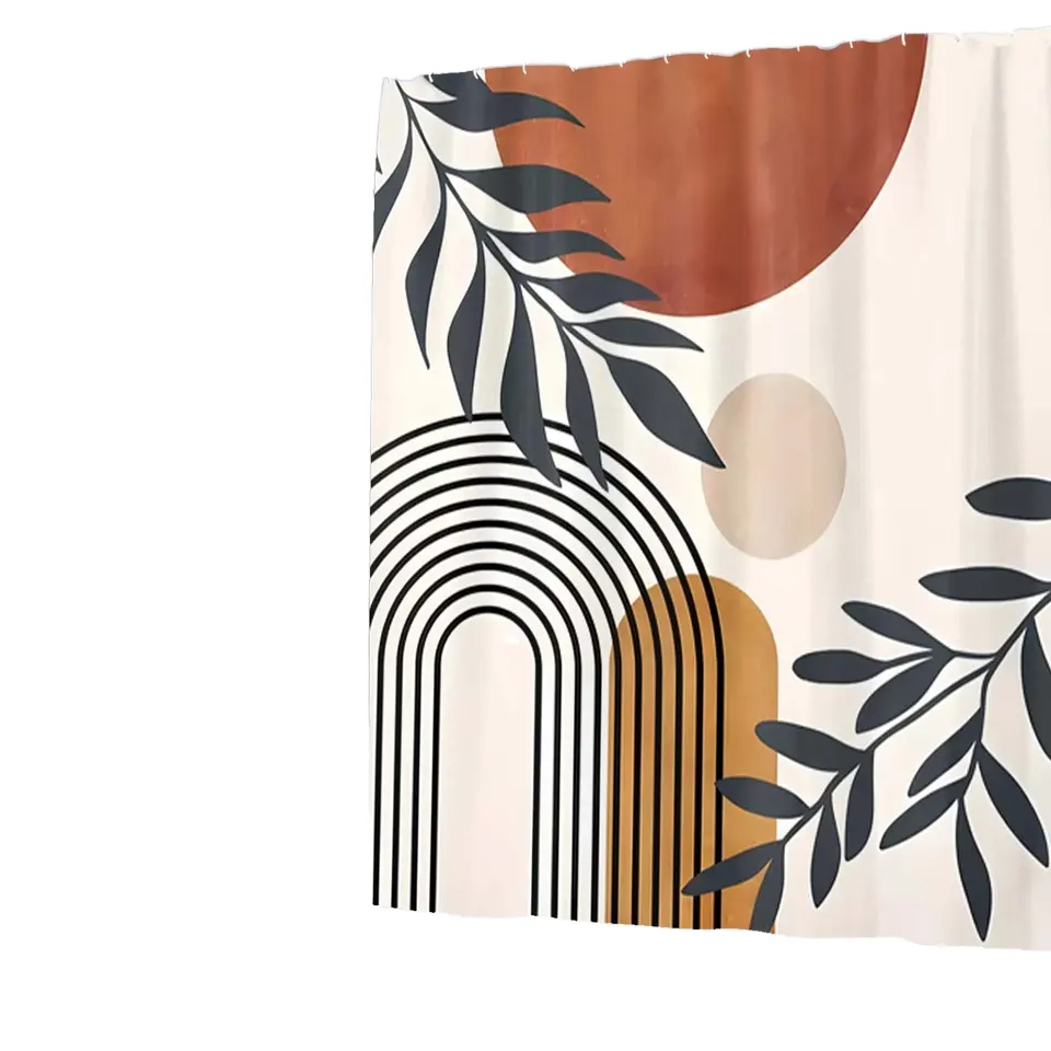 Modern Medieval Geometry Line Boho PEVA Heavy Waterproof Vinyl Shower Liner Rustproof Metal Grommet Header Durable PolyesterPKR 6,298 off shippingDelivery by 23 DecReorder rate 40%