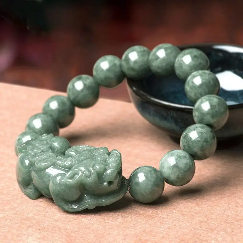 Natural Jadeite Pi Xiu Jade Bracelet Men's Jewelry Chinese Style Gift of Appraisal Certificate Original Design SL01