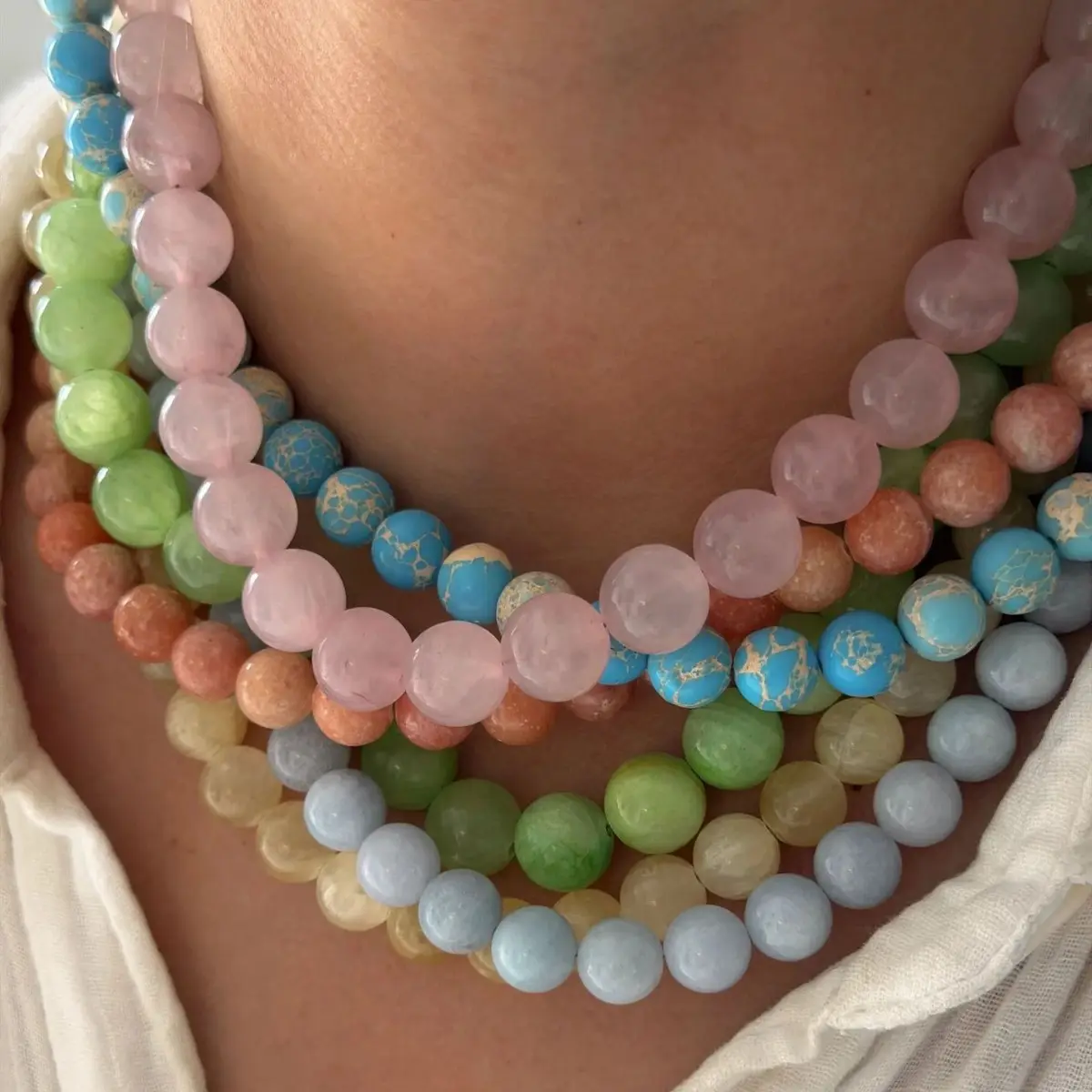 Natural Stone Bead Necklace 8-10mm Round Bead Necklace Colorful Natural Stone Necklace PVD Stainless Steel Jewelry Women's GiftPKR 6,298 off shipping180-day lowest pricesDelivery by 16 DecReorder rat