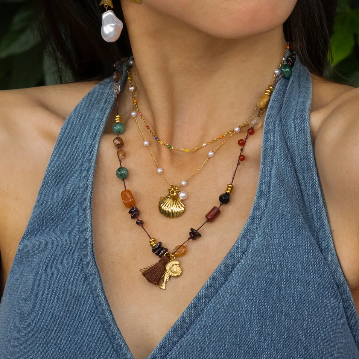 Natural Stone Necklace Trendy Gold Plated Stainless Steel Onyx Zircon Sandstone Beads Perfect Gift for God CharmPKR 6,298 off shippingDelivery by 11 DecReorder rate 22%