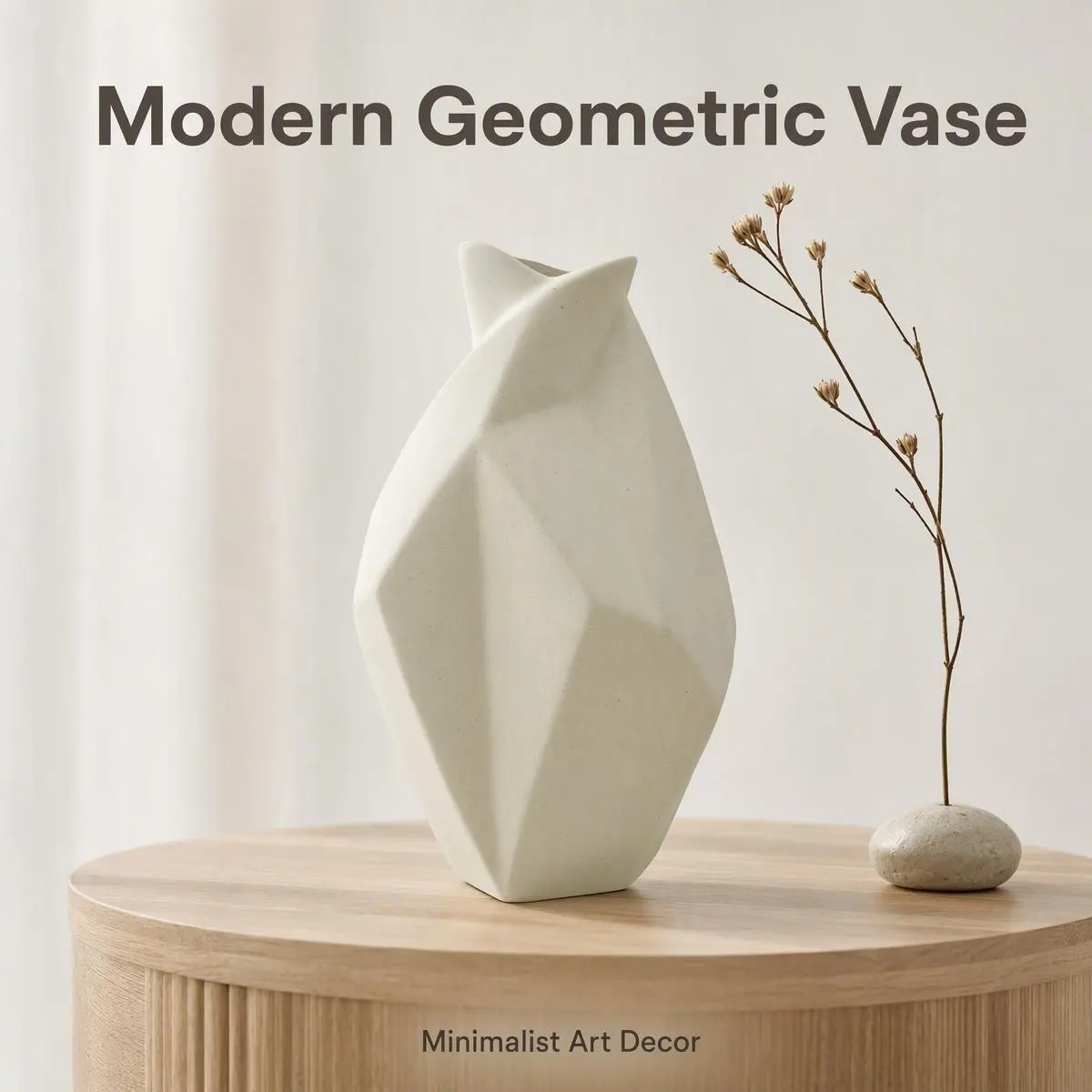 New Arrival Handmade Modern Creative Geometric Texture Matte Ceramic Tabletop Vase Ceramic Ornaments Ready to Ship Customizable