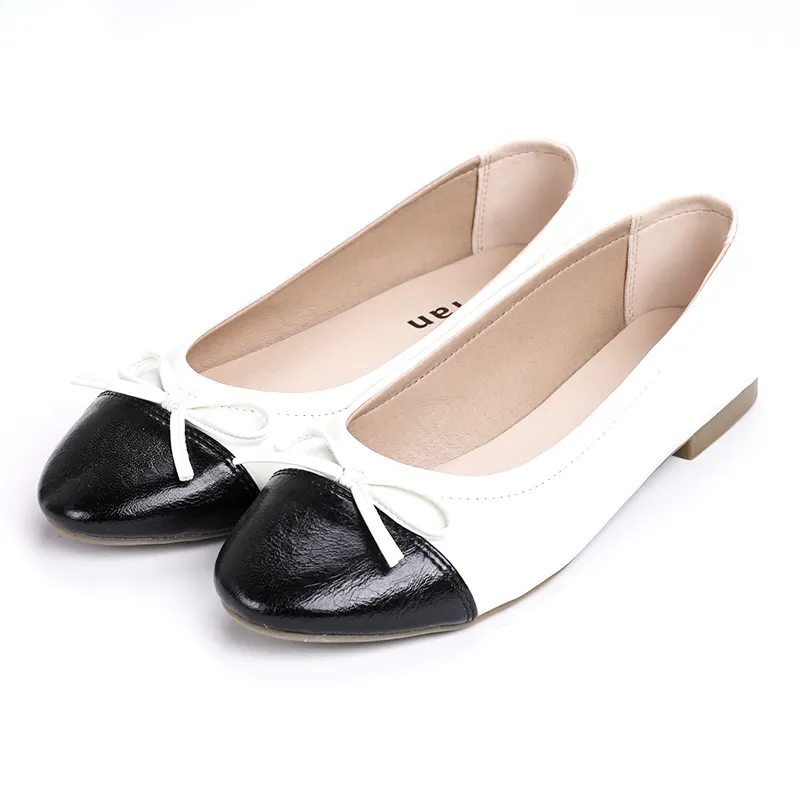 New Arrival Super Soft Ballet Flats Pump Shoes Patchwork Bow-Knot Light Top-Line Gentle Seasons Ballerina Shoes For Women