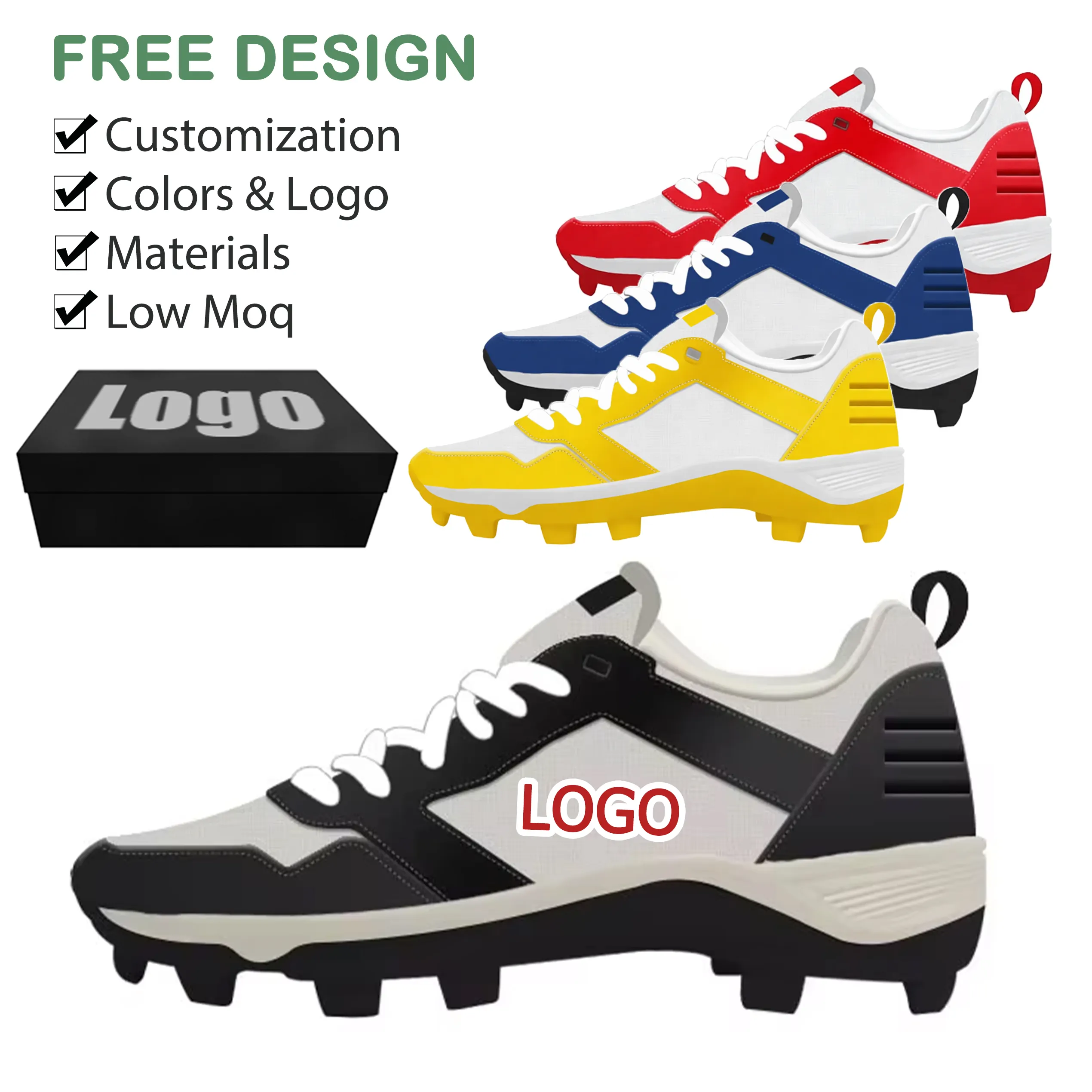 New Design Personalized Men's Baseball Cleats Mesh Lining Microfiber Upper TPU Midsole Rubber Outsole Winter Sports Shoes CustomReorder rate 23%
